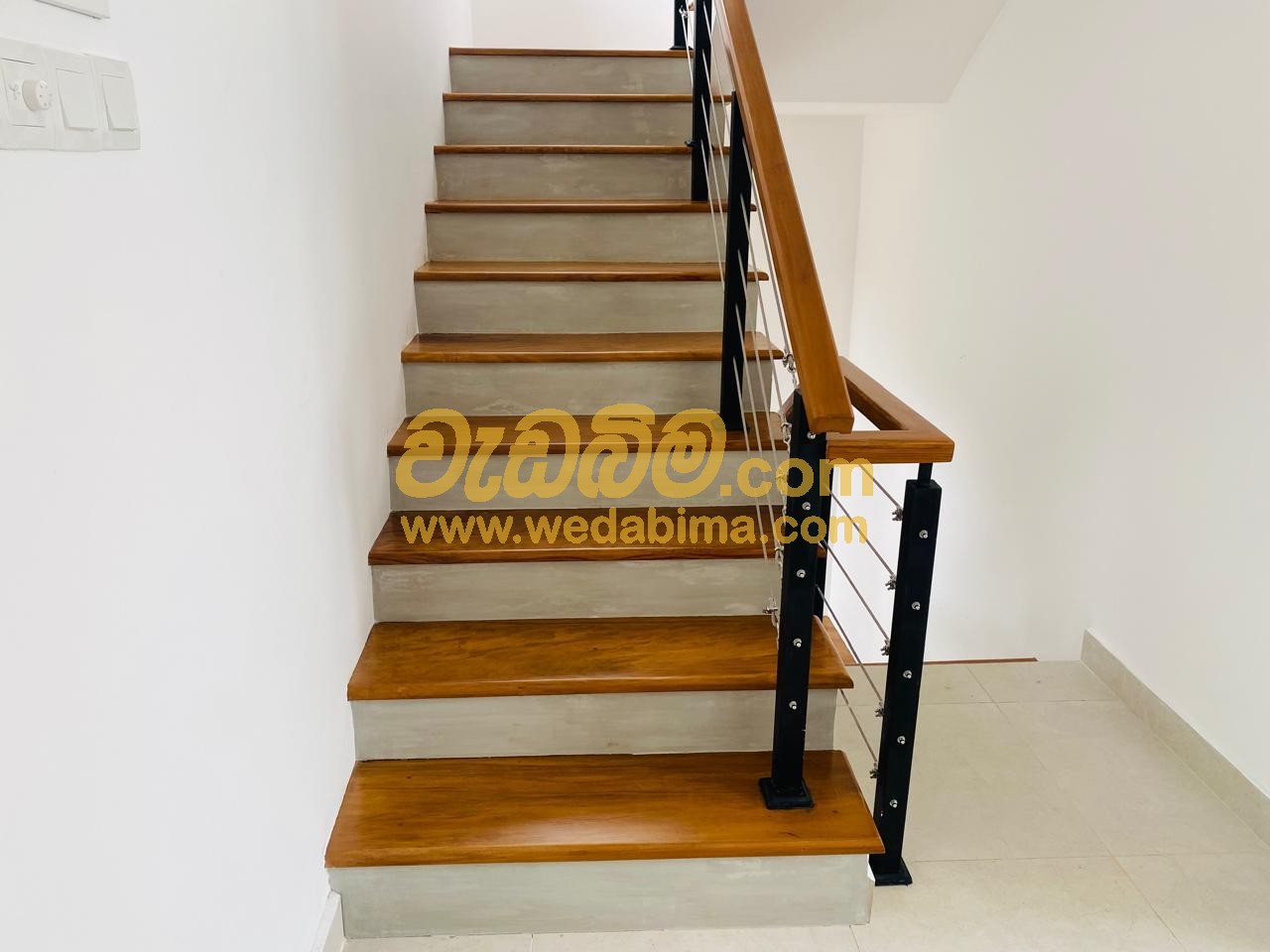 Wooden staircase railing design - Colombo