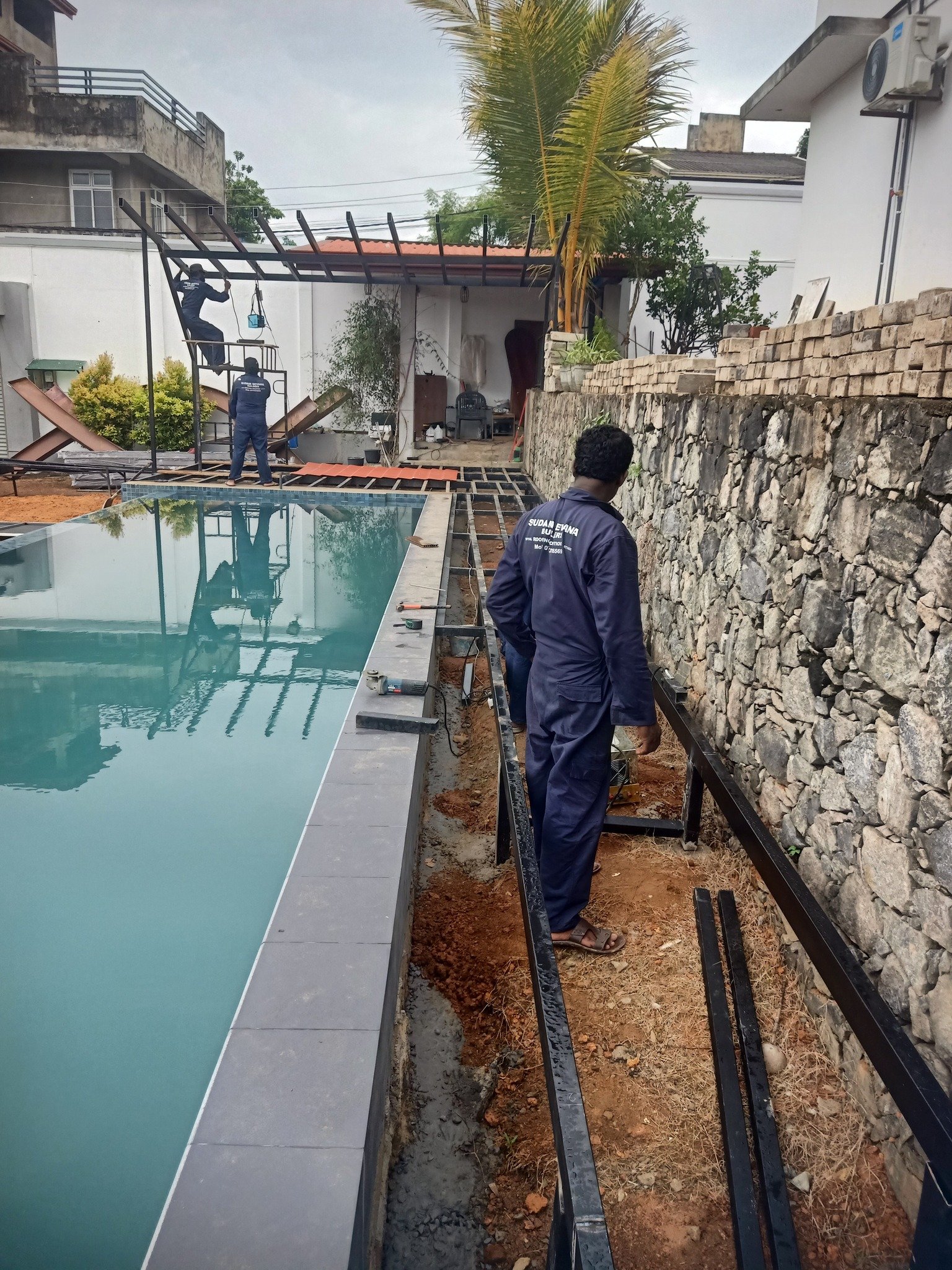 Simple swimming pool flooring design Kotikawatte, colombo