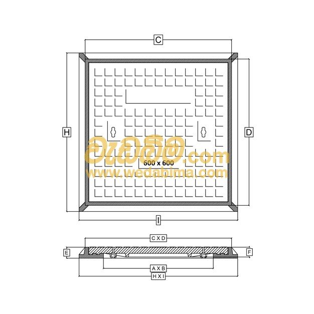 650mm x 650mm Clear Open Single Seal Cast-Iron Manhole Cover with Frame